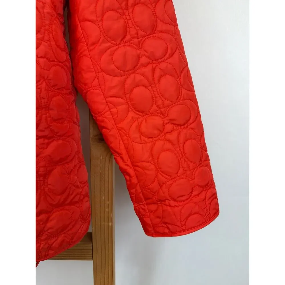 NWT Coach Orange Snap Up Collared Jacket Pockets XL